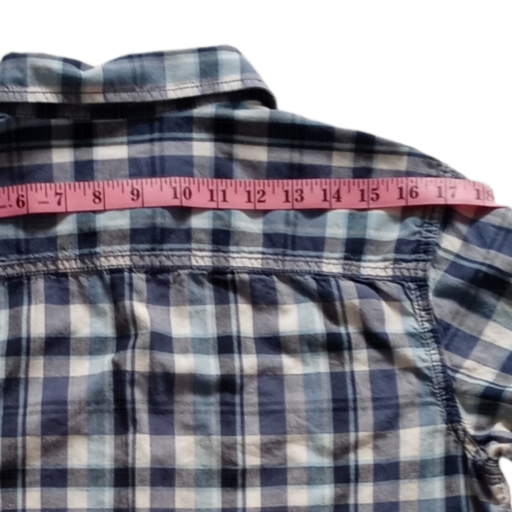 Cherokee Boys Plaid Long Sleeve Button-Down Shirt.Size XL(16 /18).Blue, White. - Picture 8 of 11